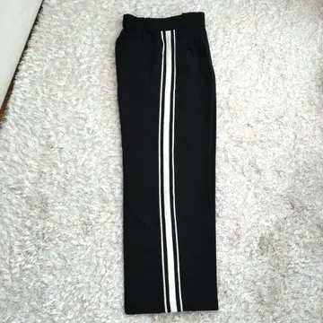 DISCOAT 스트라이프 캐주얼 팬츠 블랙