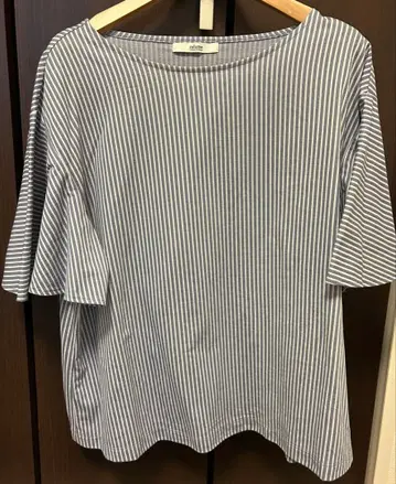 relume 스트라이프 플레어 슬리브 반팔 셔츠 F