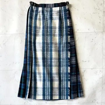 컨디션 최상 오닐 오브 더블린 별주 버진 울 콤비 퀼트 롱 스커트 파랑