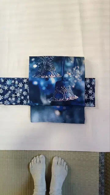 크리스마스 블루벨 나고야 오비 눈꽃 파랑