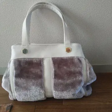 퍼 토트백 화이트와 그레이