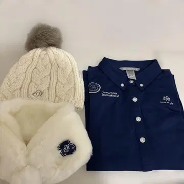 zoy 긴팔 피케 셔츠 니트 모자 머플러 3종 세트