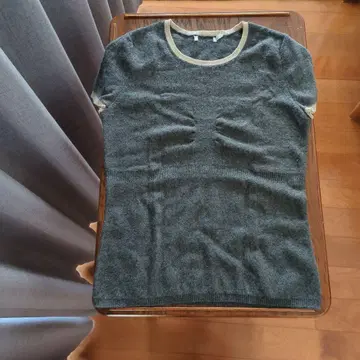 캐시미어 100% 그레이 반팔 니트