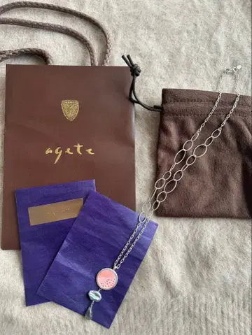 새상품급 아가트 agete 실버 펄 목걸이 래브라도 라이트