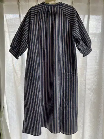 스트라이프 패턴 7부 소매 셔츠 원피스