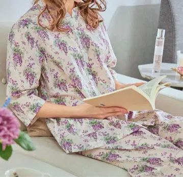 로라 애슐리 코튼 100% 론 리플 파자마 위스테리아 패턴