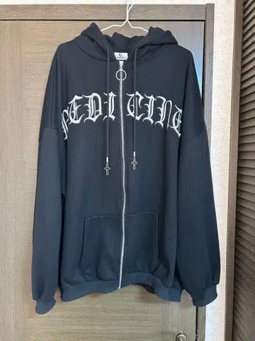 볼칸&아프로다이티 고양이 귀 로고 ZIP 후드티 속기모 XL 블랙