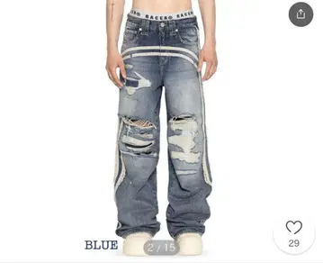 Racer Worldwide 데미지 가공 트랙 청바지