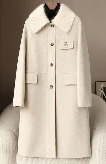 새상품 부드러운 분위기의 캐시미어 혼방 울 롱 코트 여성용 롱 코트