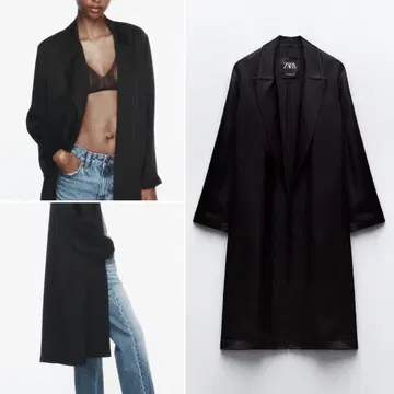 택 포함 미사용 새상품 ZARA 자라 블랙 롱 코트