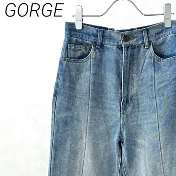 GORGE 데님 팬츠 스트레이트 밑단 슬릿 레이스업 컷오프