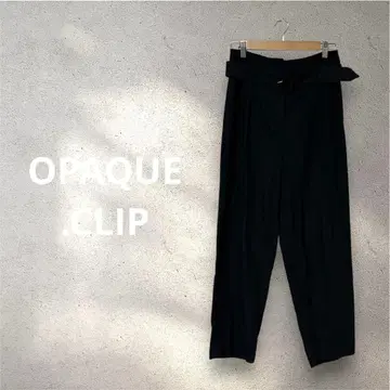 OPAQUE.CLIP 하이 허리 벨트 부착 턱 팬츠 심플 슬림 레그