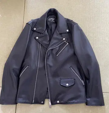블랙 가죽 더블 라이더 자켓