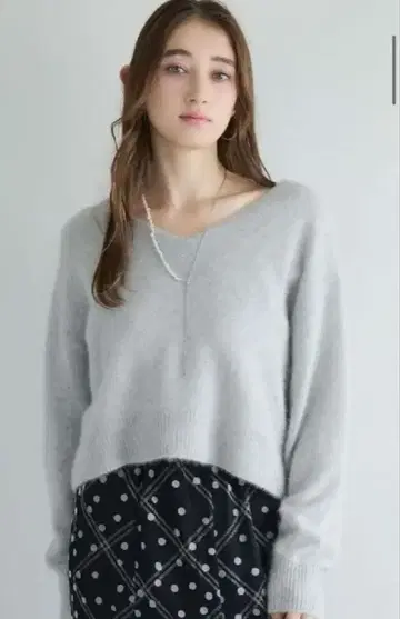 FOX 혼방 V넥 니트 풀오버 그레이