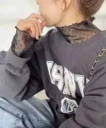 새상품급 [ 스픽 앤 스팬 ] 도트 튤 하이넥 풀오버 블랙