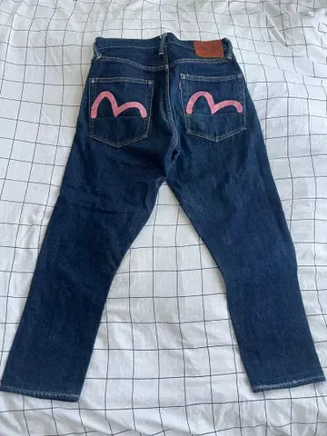 데님 팬츠 핑크 자수 일본제