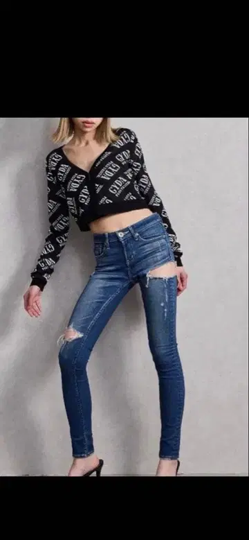 GYDA 데미지 데님 스키니