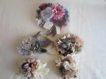 핸드메이드 헤어 클립 머리 장식 헤어 액세서리 코사지 5개 세트