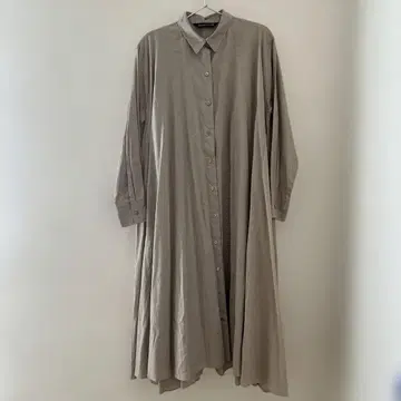 미즈이로 인드 플레어 셔츠 원피스 코튼 긴팔 그레이 일본제