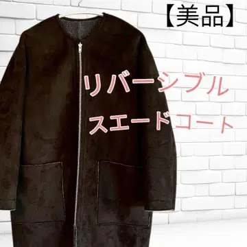 [ 새상품급 ] 리버서블 스웨이드 코트 카키 노카라 개럴개런트