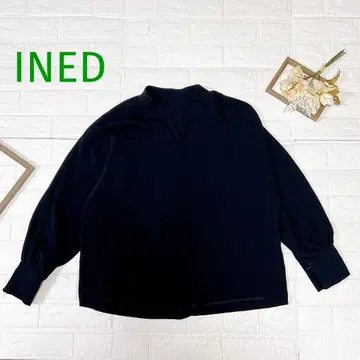 INED / 이네드 스키퍼 블라우스 블랙 스탠드넥 긴팔 9호