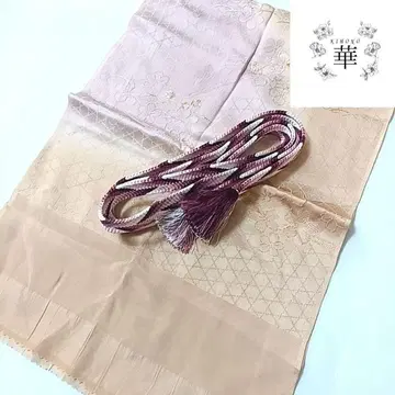 와란 3 허리띠 세트 오비 장식 천 브라운 보라색 꽃무늬