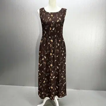 택 포함 새상품 CAPE SWING 꽃무늬 롱 원피스 브라운 M 슬림