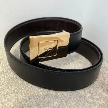 페라가모 블랙 브라운 가죽 벨트 골드 컬러 버클 5개 구멍