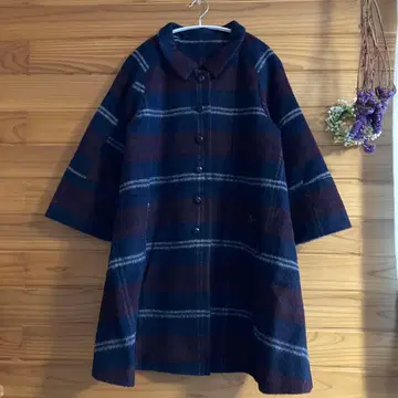 체크 디자인 7부 소매 숏코트