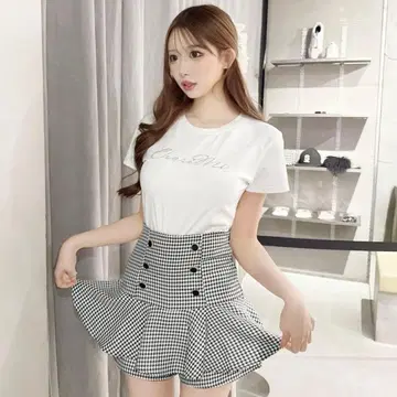 셰리미 더블 버튼 슬림 레그 치마바지