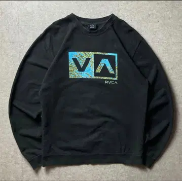 RVCA 맨투맨 트레이닝복 로고 프린트 검정 블랙 M