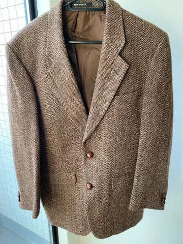 영국제 브라운 헤링본 울 트위드 2B 자켓 해리스 트위드