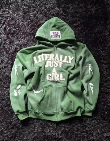 WRLD REBIRTH 그린 후드티 archive opium y2k