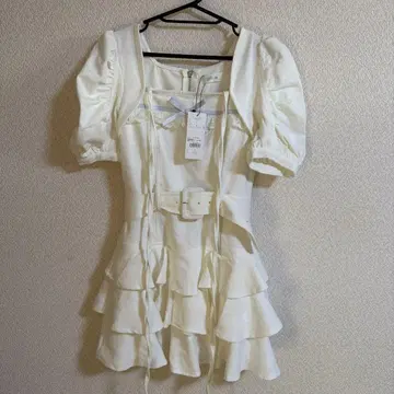 pium 티어드 프릴 미니 원피스 화이트