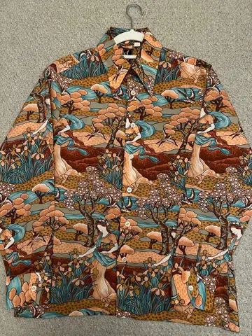 풍경화풍 프린트 긴팔 셔츠 남성용 L size 상당