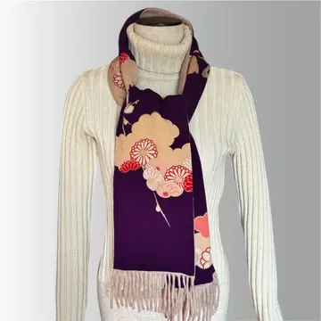 빈티지 원단과 캐시미어 머플러 리버서블 기모노 리메이크