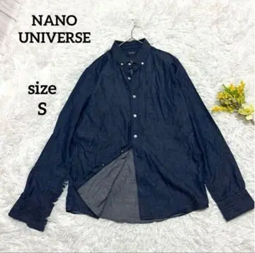 나노 유니버스 남성용 데님 셔츠 데님 긴팔 블루 면 100% 블루