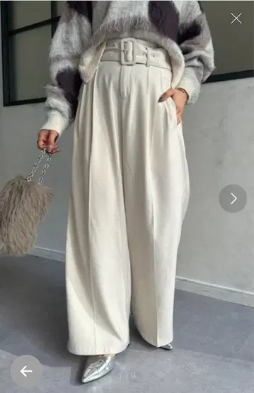 Thevon 제본 [전골격 슬림] 벨트 하이웨스트 턱 팬츠