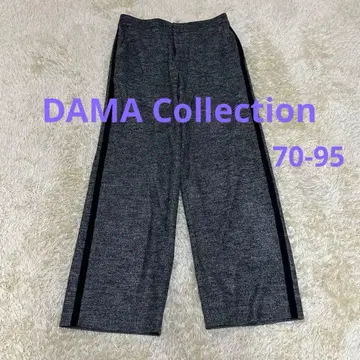 다마 컬렉션 그레이 울 와이드 팬츠 빅 사이즈 라메&라인