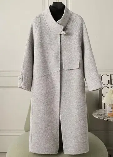 새상품 부드러운 분위기의 캐시미어 혼방 울 롱 코트 여성용 롱 코트