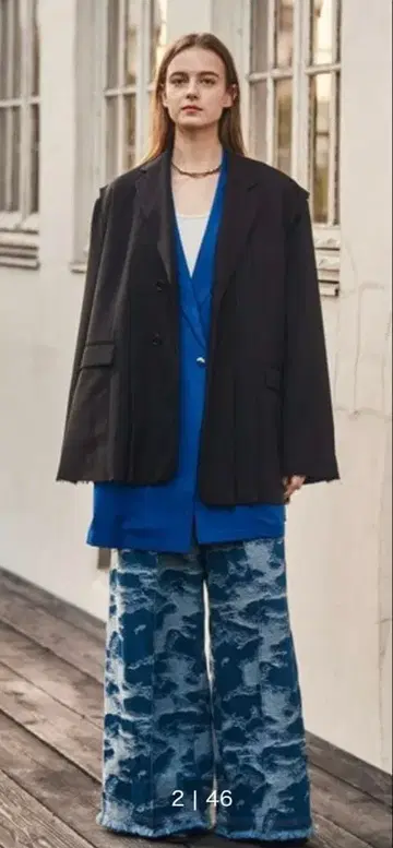 seyto 카모 패턴 와이드 데님 팬츠