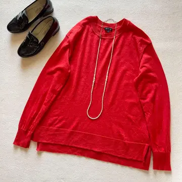 새상품급 INDIVI 울 크루넥 루즈 니트 풀오버