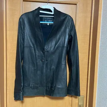 아르마니 진스 천연 가죽 자켓