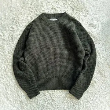 새상품급 MHL. 와플 니트 스웨터 카키 울 100% 하찌 L