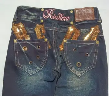 RIOBERA/와이드 데님/골드 스팽글