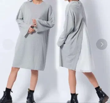 MILKFED. 그레이 7부 소매 티셔츠 원피스