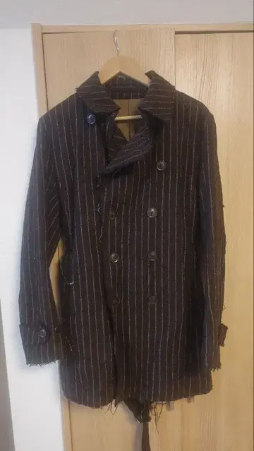 BOYCOTT 스트라이프 피 코트 브라운 L 사이즈