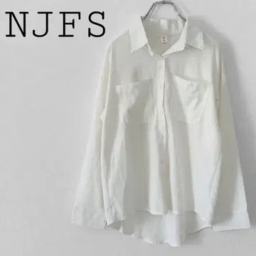 NJFS 긴팔 셔츠 화이트 계열 심플 포켓 오버 사이즈 고급