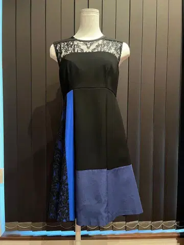 슬리브리스 무릎 기장 원피스 블랙과 파랑