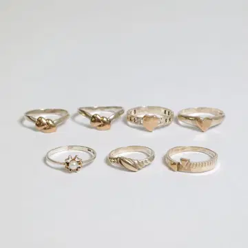 K10 실버 콤비 반지 링 모음 약 11.41g